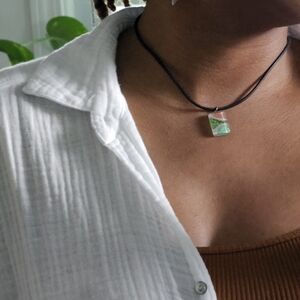 vintage cord Sea Glass Style Pendant beach surfer style necklace